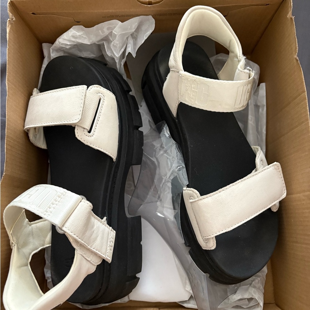 UGG White block heeled Sandals